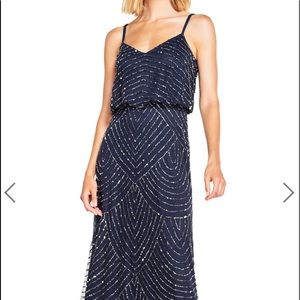 Adrianna Papell Navy Sequin long dress